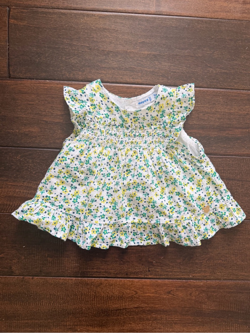 Mayoral Floral Blouse with Yellow & Green Print